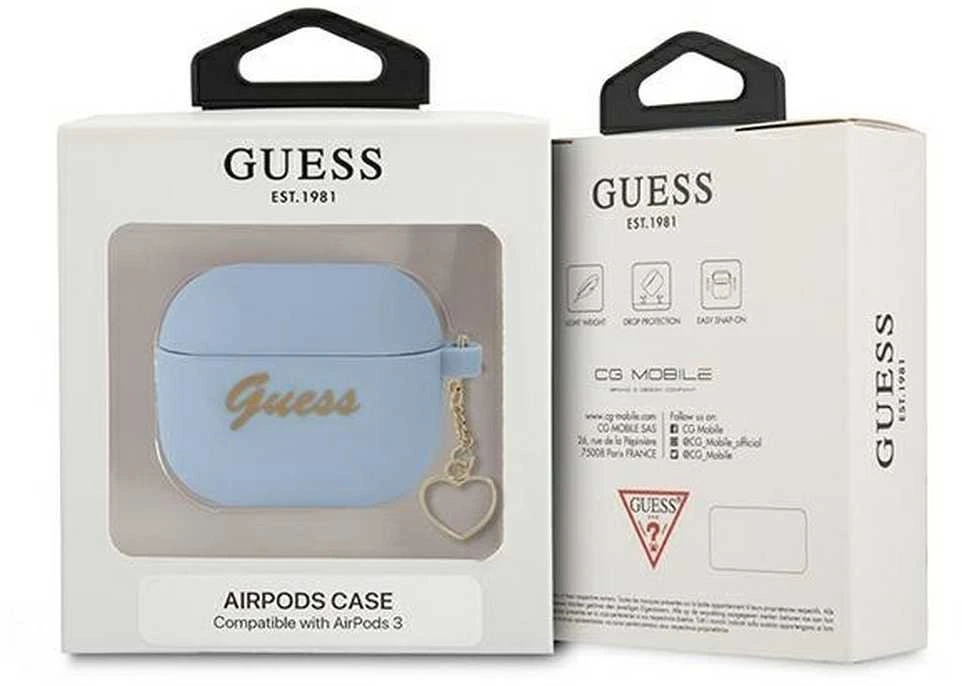 Guess AirPods 3 silikoninis dėklas su širdelės pakabuku