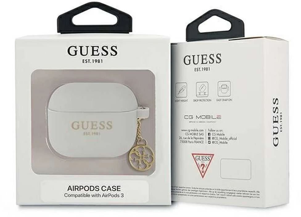 Dėklas GUESS GUA3LSC4EG AIRPODS 3 COVER GRAY/GRAY SILICONE CHARM 4G COLLECTION