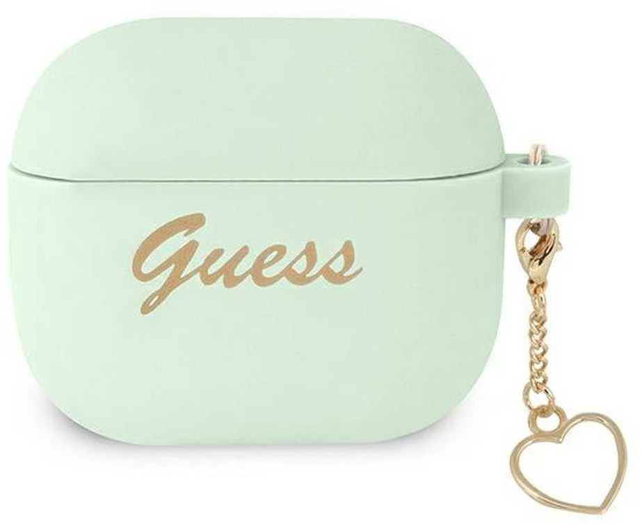 Guess GUA3LSCHSN AirPods 3 dėklas žalios spalvos Silicone Charm Heart Collection
