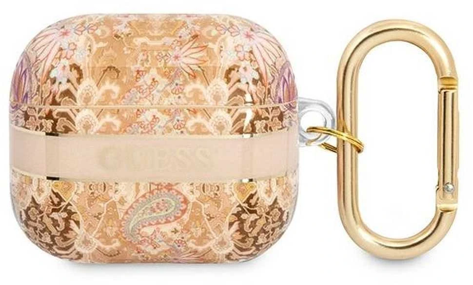 Guess GUA3HHFLD AirPods 3 dėklas aukso spalvos Paisley Strap Collection
