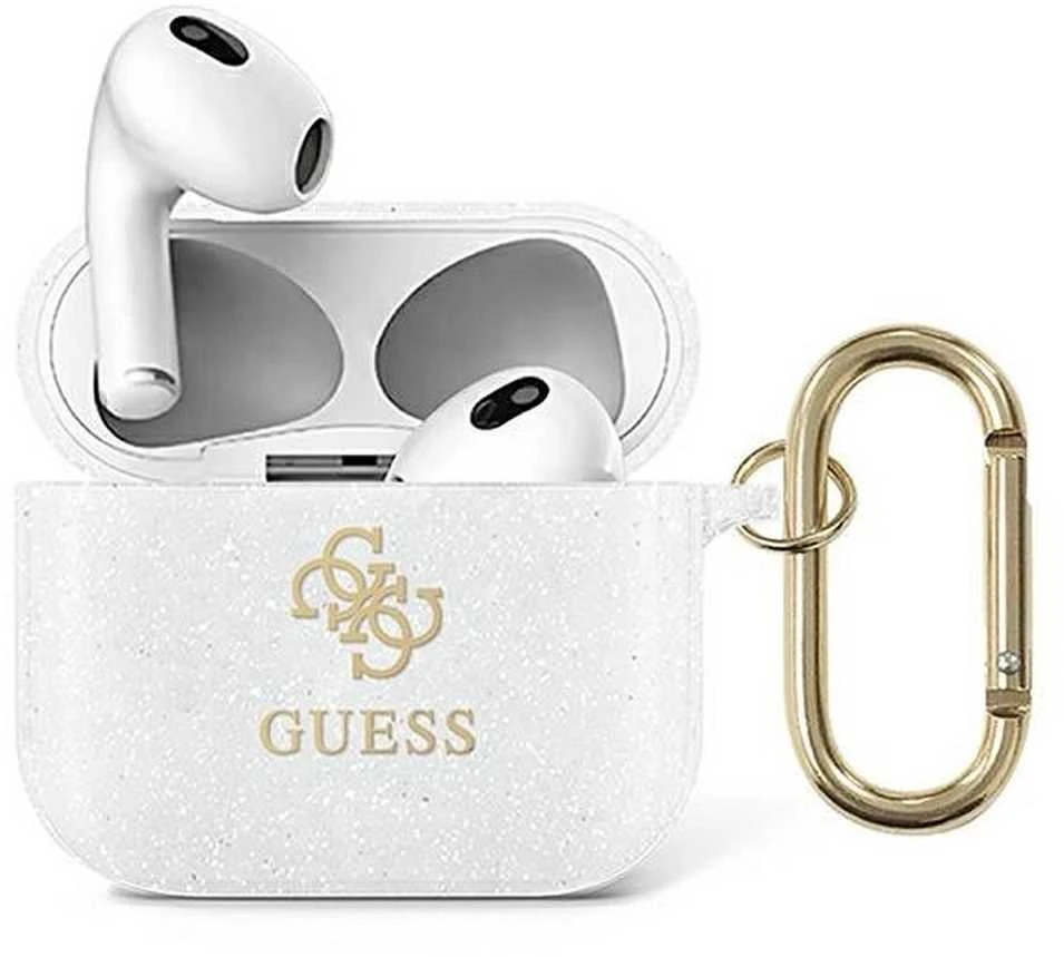 Dėklas „Guess GUA3UCG4GT AirPods 3“ ausinės su skaidriomis blizgučių kolekcijomis