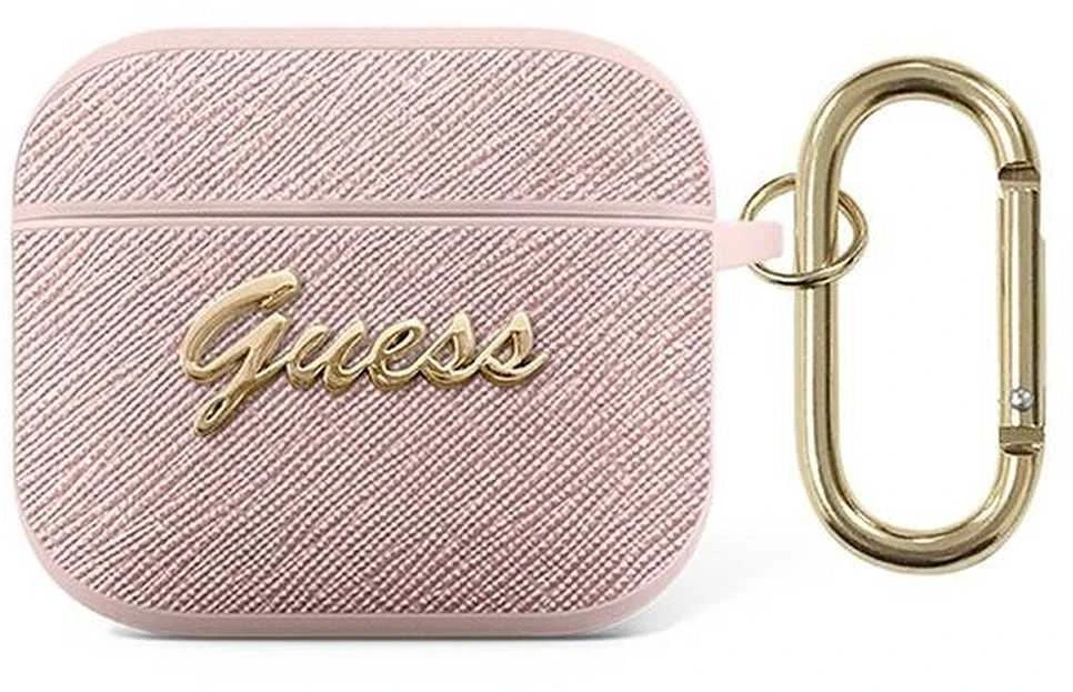 Guess GUA3SASMP AirPods 3 dėklas rožinės spalvos Saffiano Script Metal Collection