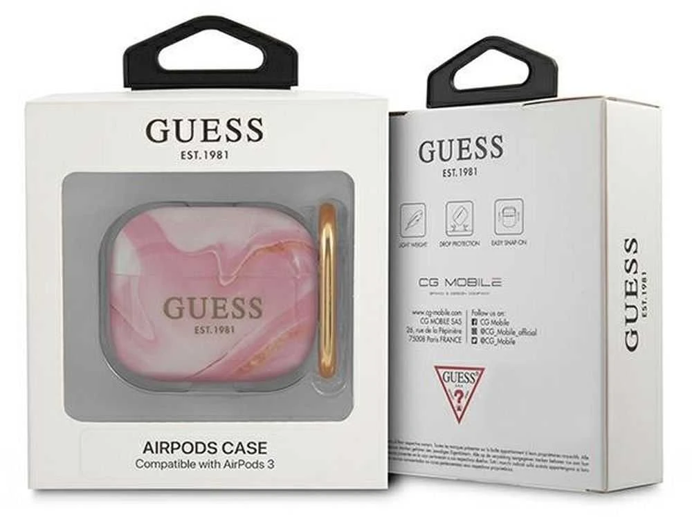Guess GUA3UNMP AirPods 3 dėklas rožinės spalvos Marble Collection