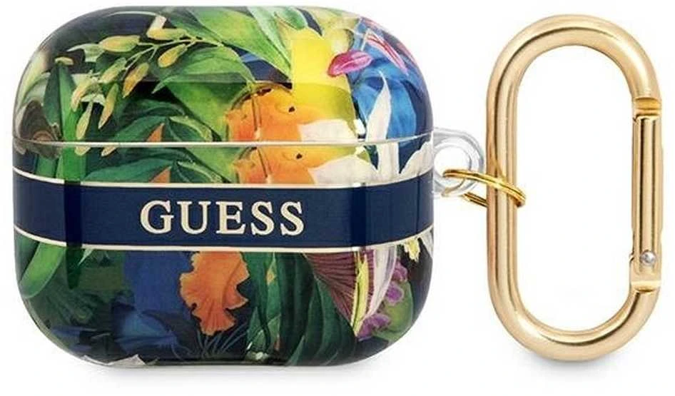 Guess GUA3HHFLB AirPods 3 dėklas mėlynos spalvos Flower Strap Collection