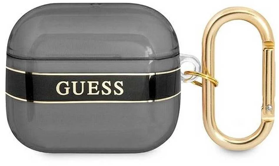 Dėklas GUESS GUA3HTSK AIRPODS 3 COVER Juodas/Juodas STRAP COLLECTION