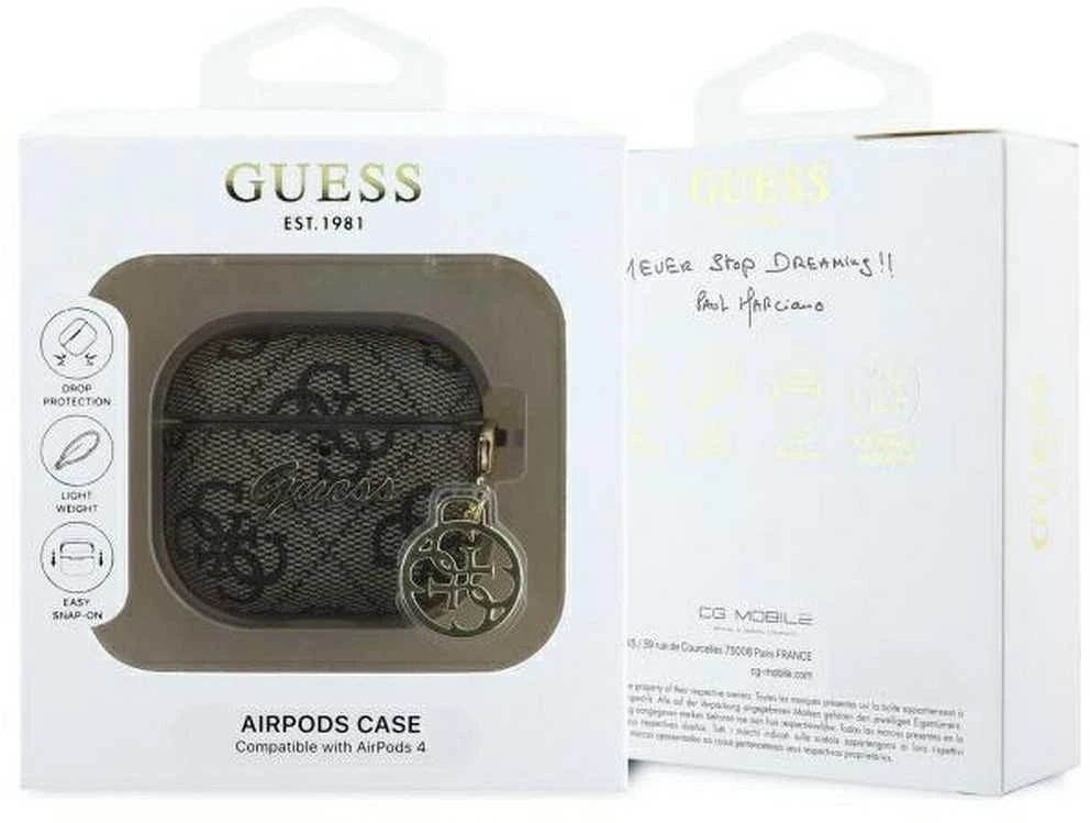 Guess GUA4G4GSMW AirPods 4 dėklas rudos spalvos 4G Charm Collection
