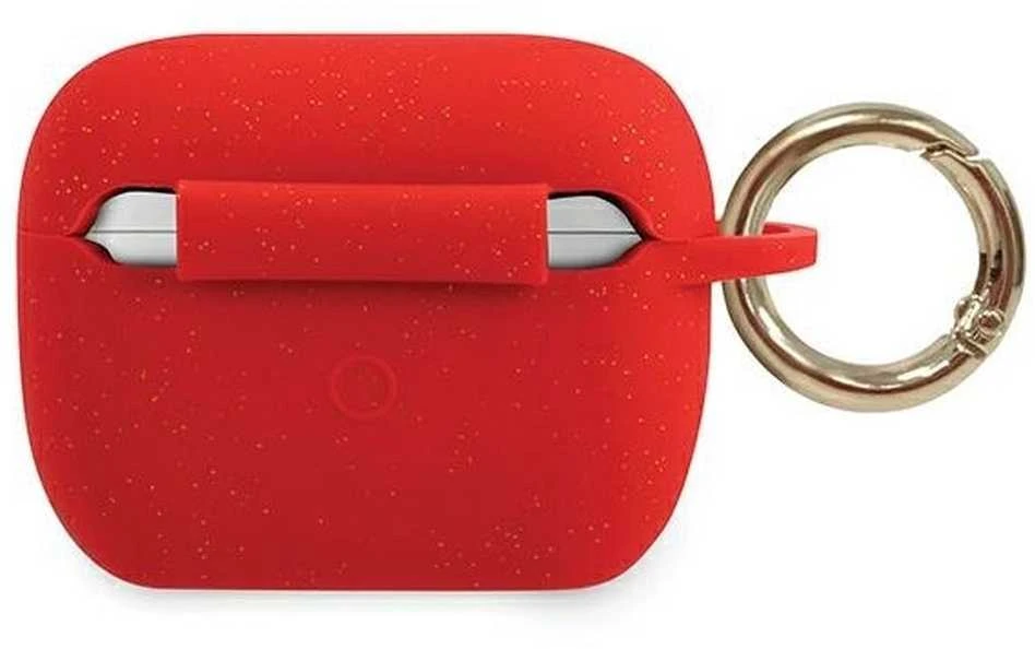 „Guess“ silikoninis blizgučių dėklas, skirtas „AirPods Pro“ ausinėms – Raudona