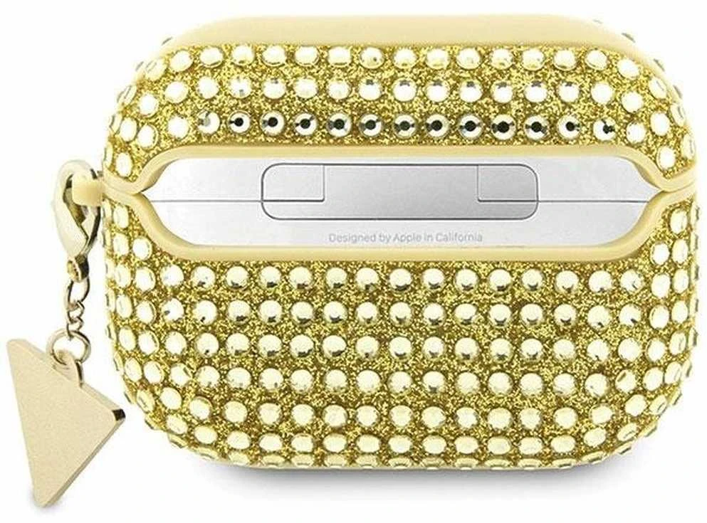 Guess dėklas, skirtas AirPods Pro 2 GUAP2HDGTPD auksinis Rhinestone Triangle Charm