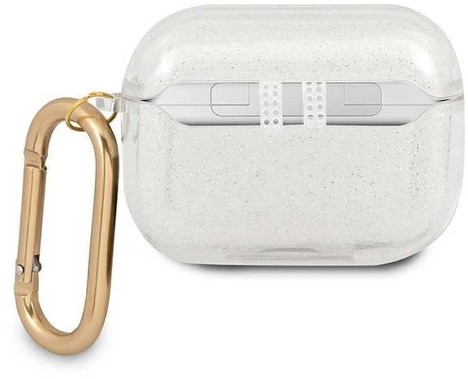 Dėklas GUESS GUAPUCG4GT AIRPODS PRO dangtelis permatomas blizgučiais