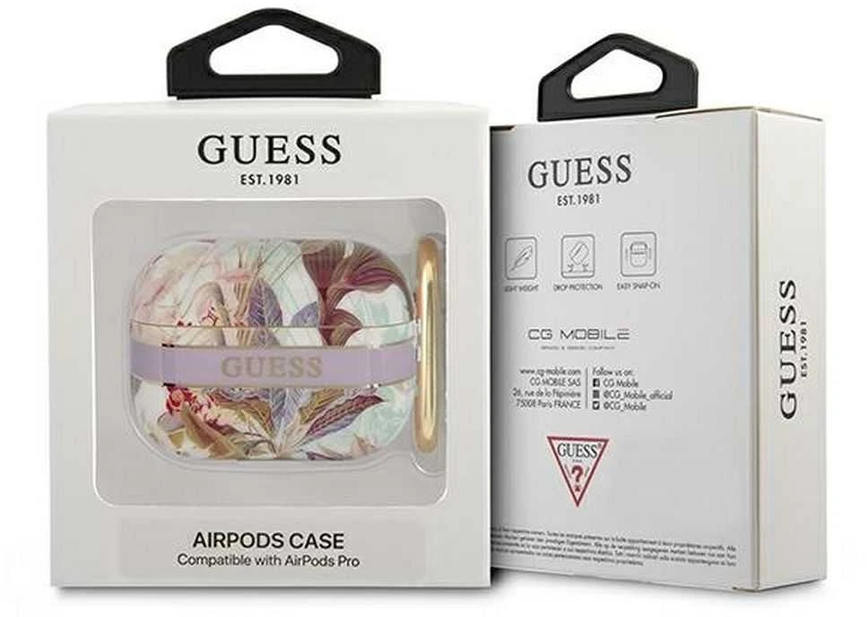 Guess GUAP2LSCHSU AirPods Pro 2 (2022/2023) dėklas violetinės spalvos silikoninis Charm Heart Collection