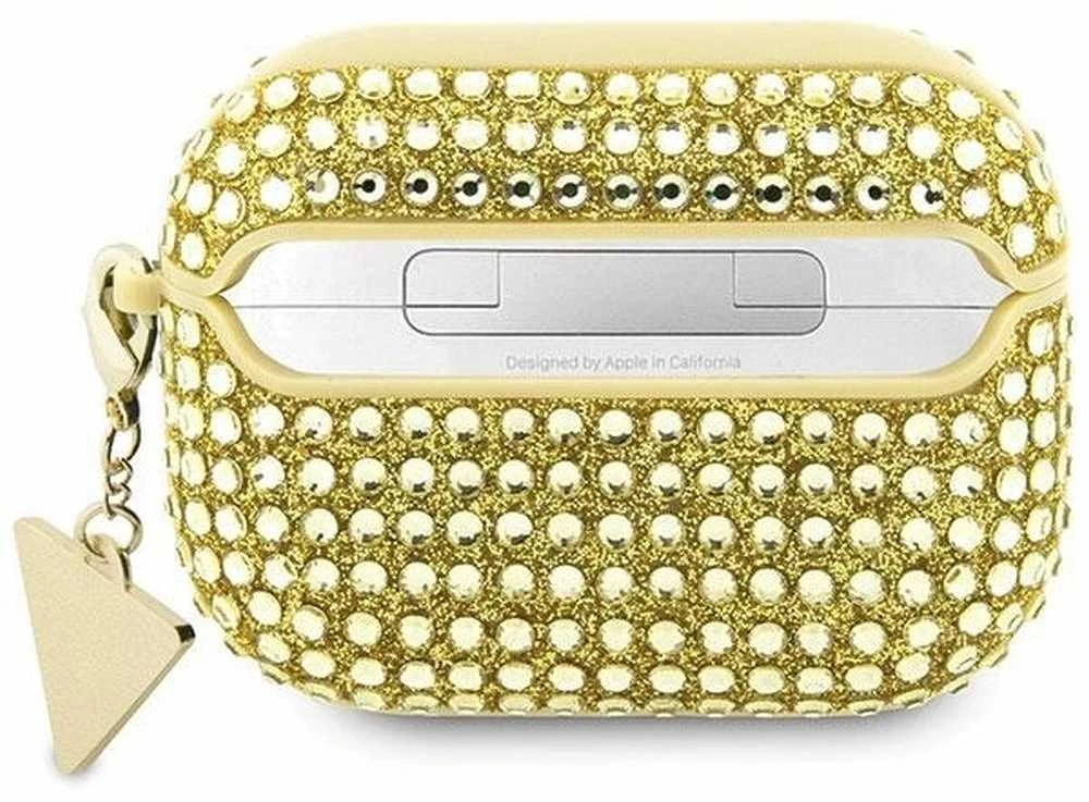 Guess GUAPHDGTPD AirPods Pro dėklas aukso spalvos Rhinestone Triangle Charm