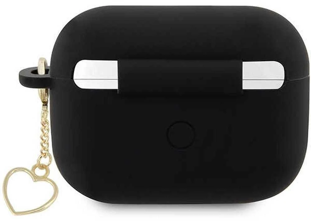 Guess GUAP2LSCHSK AirPods Pro 2 (2022/2023) dėklas juodos spalvos Silicone Charm Heart Collection