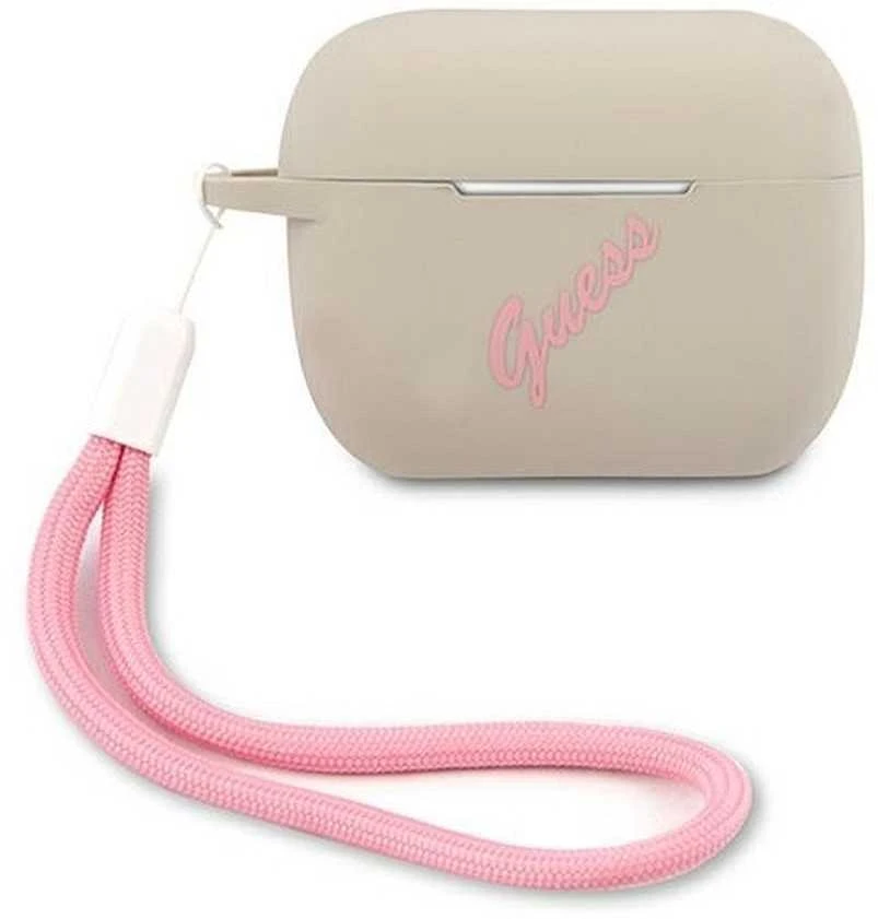 Dėklas GUESS AIRPODS PRO COVER SILIICONE VINTAGE Rožinis/GRAY