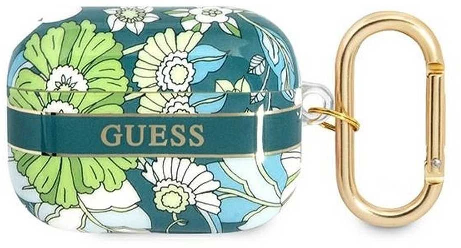Guess GUAPHHFLN AirPods Pro dėklas žalios spalvos Flower Strap Collection
