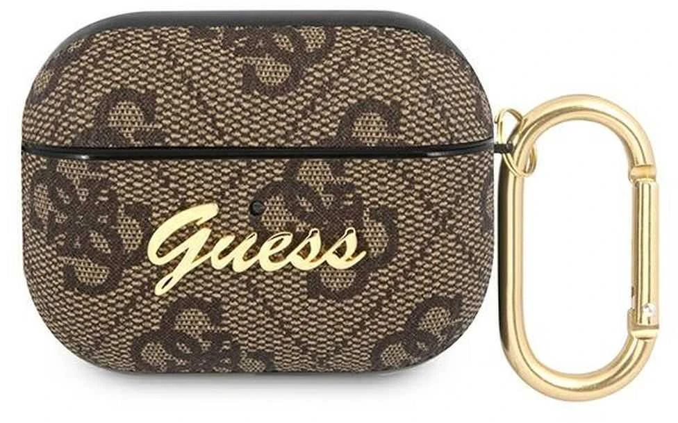 Dėklas GUESS GUAP4GSMW AIRPODS PRO COVER BRONZE/BROWN 4G SCRIPT METAL COLLECTION