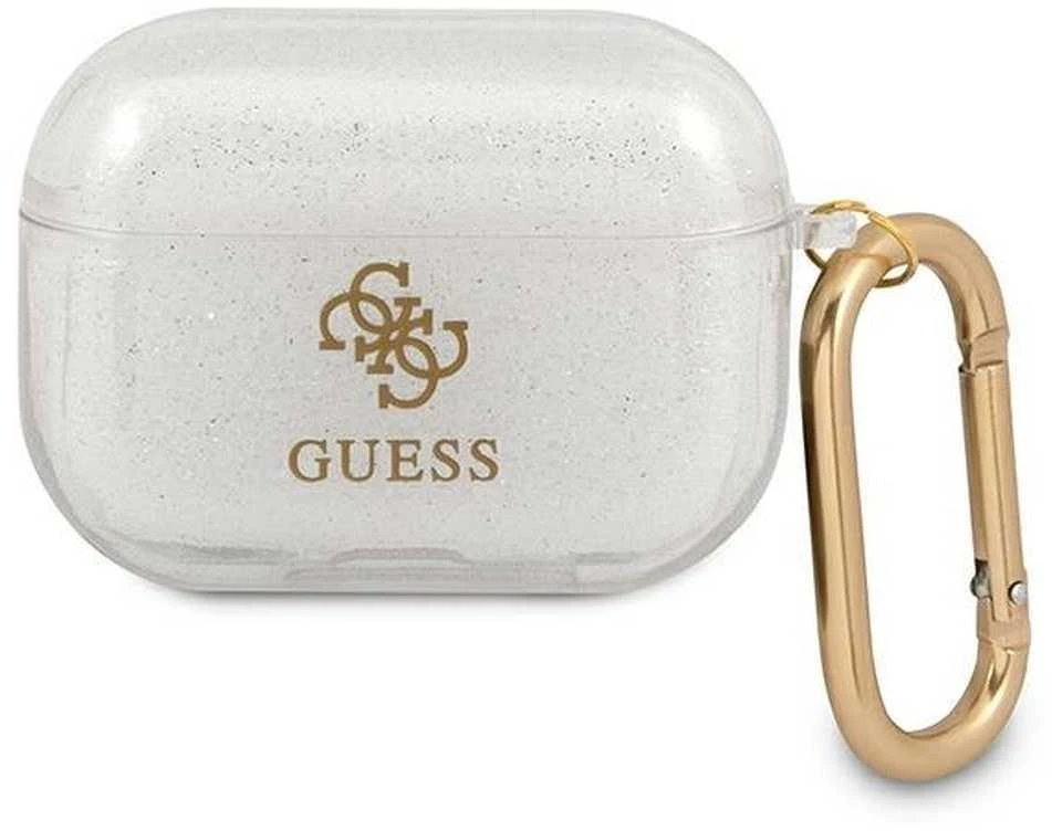 Dėklas GUESS GUAPUCG4GT AIRPODS PRO dangtelis permatomas blizgučiais