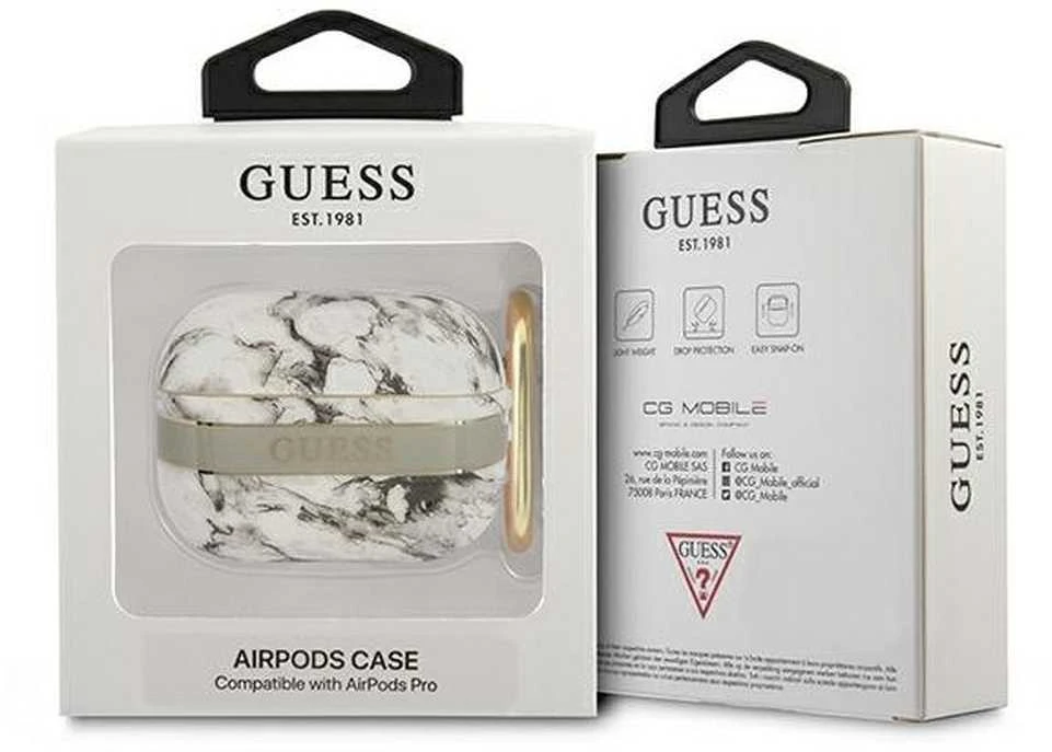 Guess GUAPHCHMAG AirPods Pro dėklas pilkos spalvos Marble Strap Collection