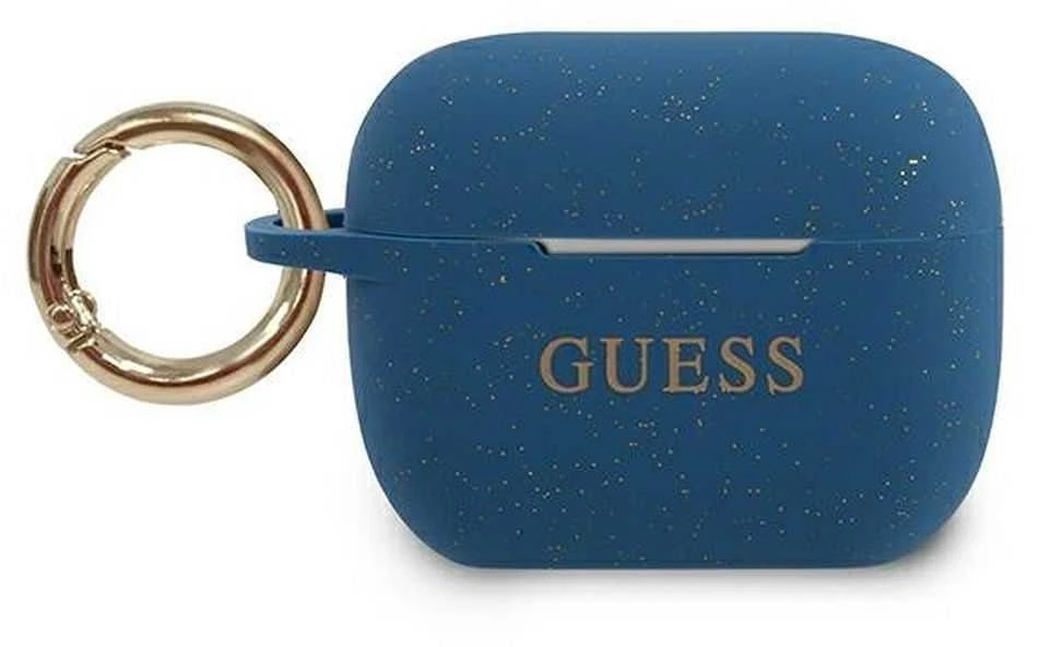 Guess GUACAPSILGLBL AirPods Pro dėklas mėlynos spalvos silikoninis Glitter