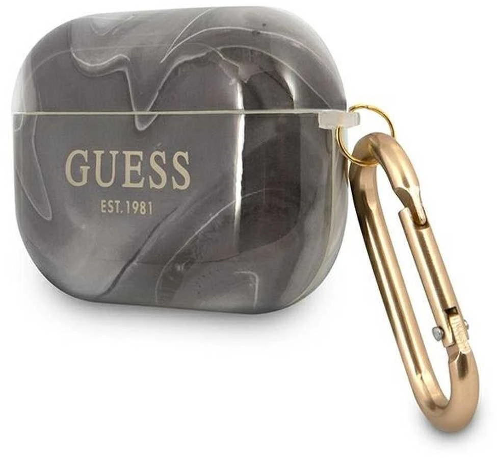 Dėklas GUESS GUAPUNMK AIRPODS PRO COVER Juodas MARBLE COLLECTION