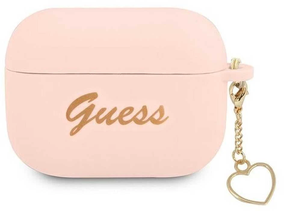 Guess GUAPLSCHSP AirPods Pro dėklas rožinės spalvos silikoninis Charm Heart Collection