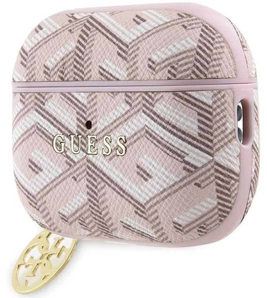 „Guess“ dėklas, skirtas „AirPods Pro 2 GUAP2PGCE4CP“, rožinis „Gcube Classic Gold Logo W/Charm“
