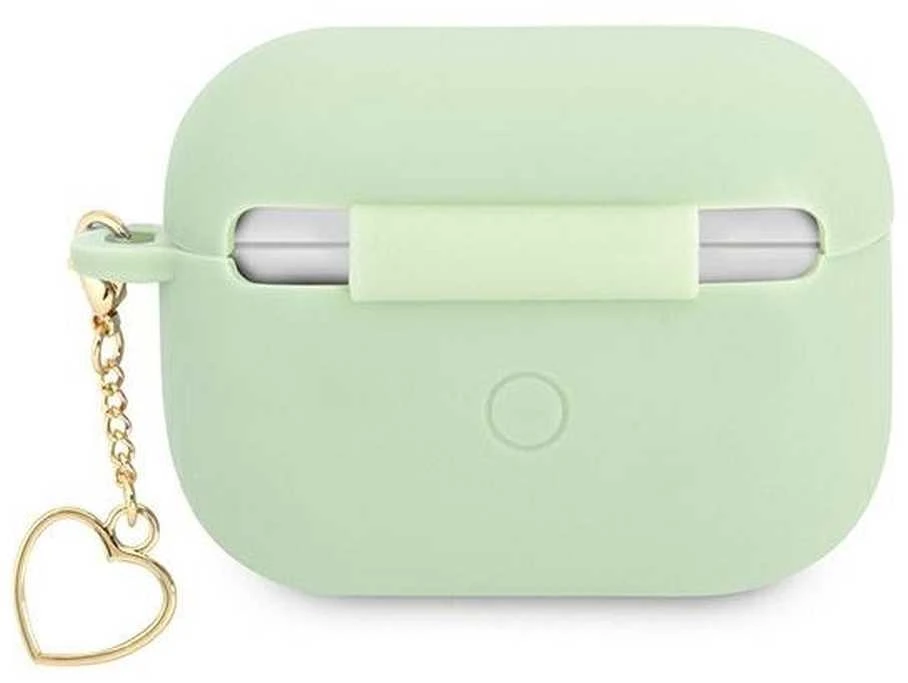 Guess GUAPLSCHSN AirPods Pro dėklas žalios spalvos Silicone Charm Heart Collection