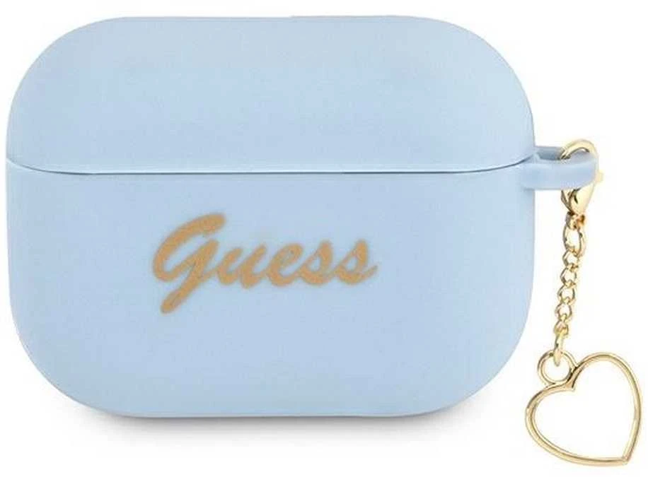 Guess mėlynas AirPods Pro dėklas su širdelės pakabuku