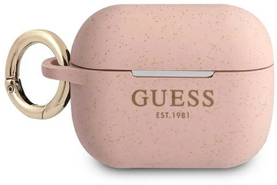 Guess GUAPSGGEP AirPods Pro dėklas rožinės spalvos Silicone Glitter