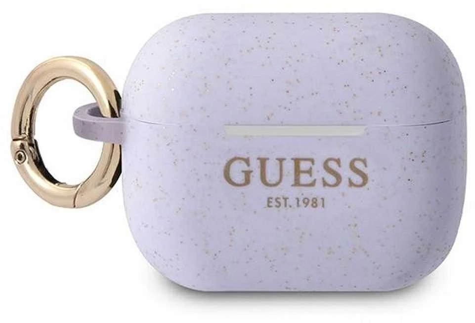 Guess GUAPSGGEU AirPods Pro dėklas violetinės spalvos Silicone Glitter