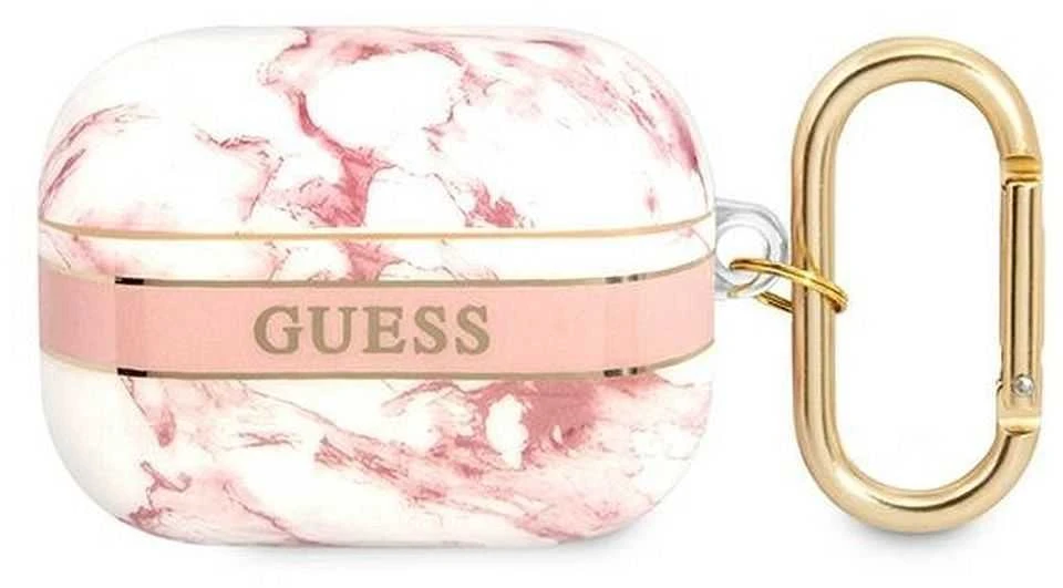 Guess GUAPHCHMAP AirPods Pro dėklas rožinės spalvos Marble Strap Collection