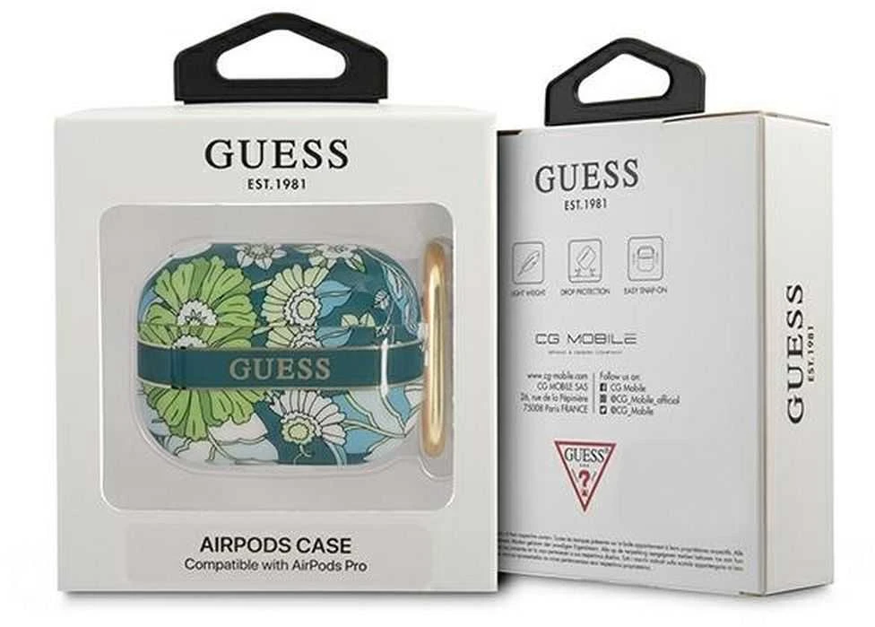 Guess GUAPHHFLN AirPods Pro dėklas žalios spalvos Flower Strap Collection