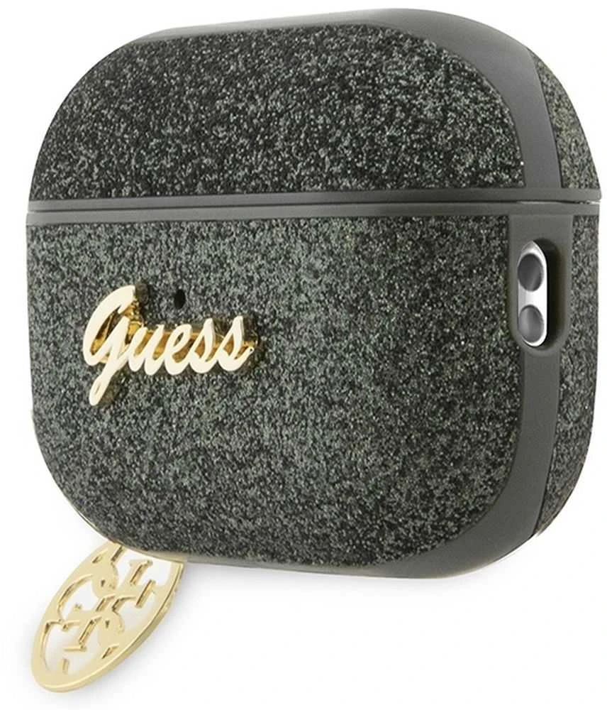 Žalias Guess Glitter dėklas AirPods Pro 2 su auksiniu pakabuku
