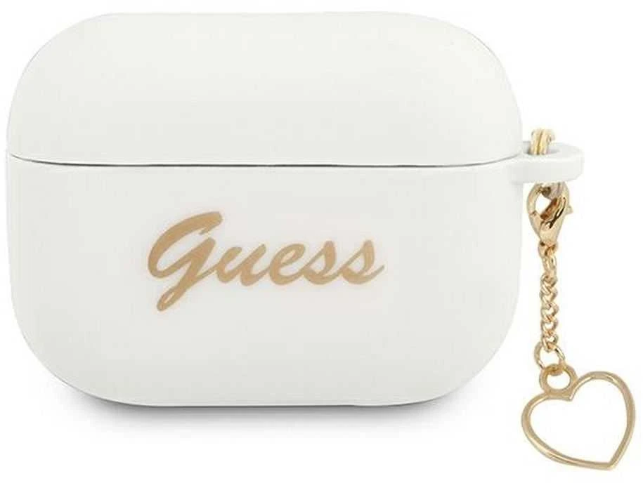 Guess GUAPLSCHSH AirPods Pro dėklas baltos spalvos Silicone Charm Heart Collection