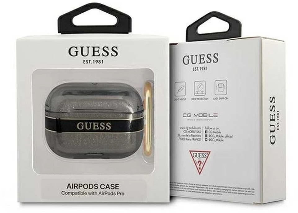 Guess GUAPHHTSK AirPods Pro dėklas juodos spalvos Strap Collection