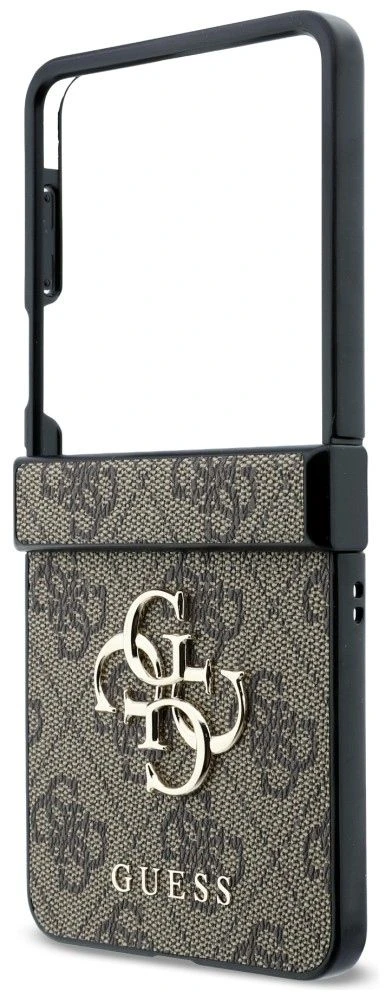 Guess PU 4G Metal Logo dėklas Samsung Galaxy Z Flip 8 rudos spalvos