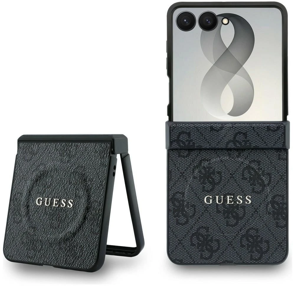Guess PU Leather 4G Magnetic dėklas Samsung Galaxy Z Flip 8 juodos spalvos