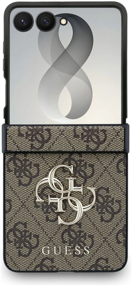 Guess PU 4G Metal Logo dėklas Samsung Galaxy Z Flip 8 rudos spalvos