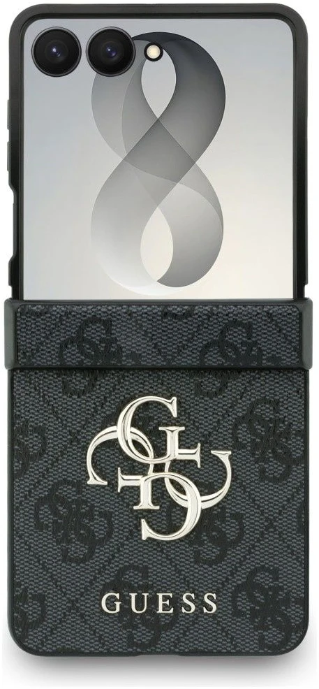 Guess PU 4G Metal Logo dėklas Samsung Galaxy Z Flip 8 pilkos spalvos