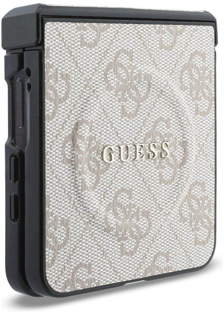 Guess PU odos 4G magnetinis dėklas Samsung Galaxy Z Flip 8 rožinės spalvos