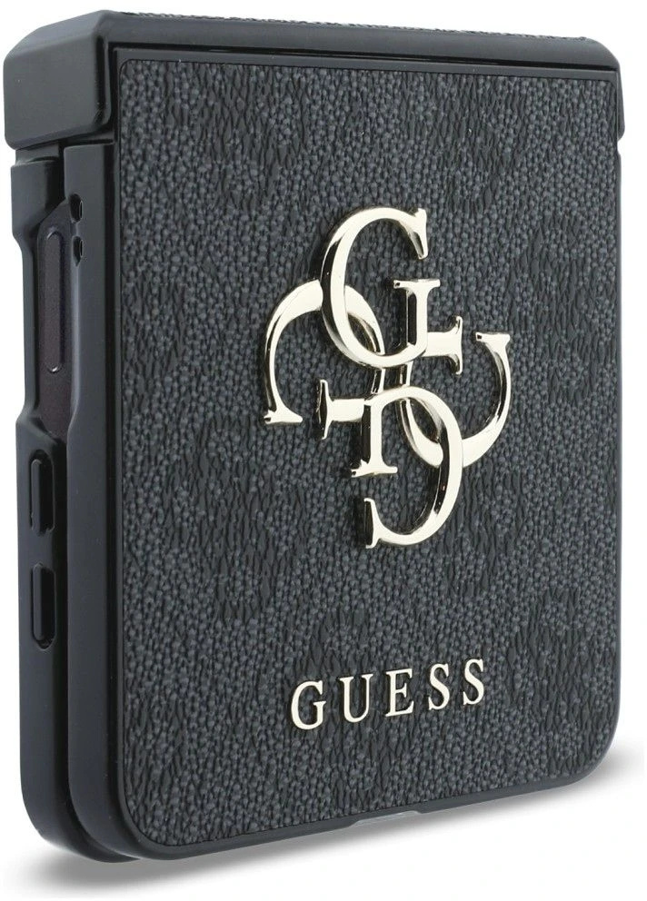 Guess PU 4G Metal Logo dėklas Samsung Galaxy Z Flip 8 pilkos spalvos