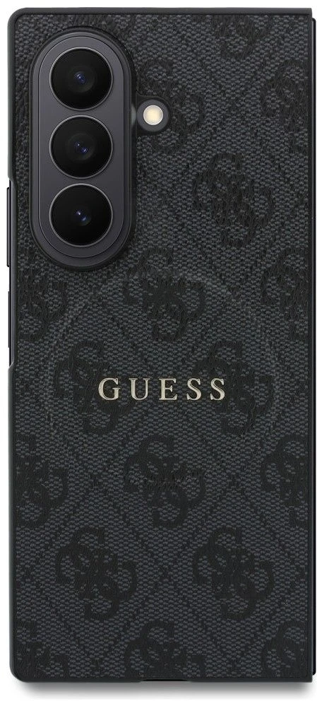Guess PU odos 4G magnetinis dėklas Samsung Galaxy Z Fold 8 Ultra juodos spalvos
