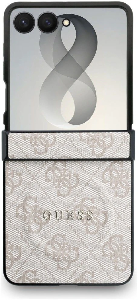 Guess PU odos 4G magnetinis dėklas Samsung Galaxy Z Flip 8 rožinės spalvos