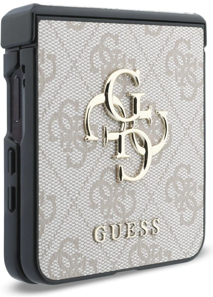 Guess PU 4G Metal Logo dėklas Samsung Galaxy Z Flip 8 rožinės spalvos