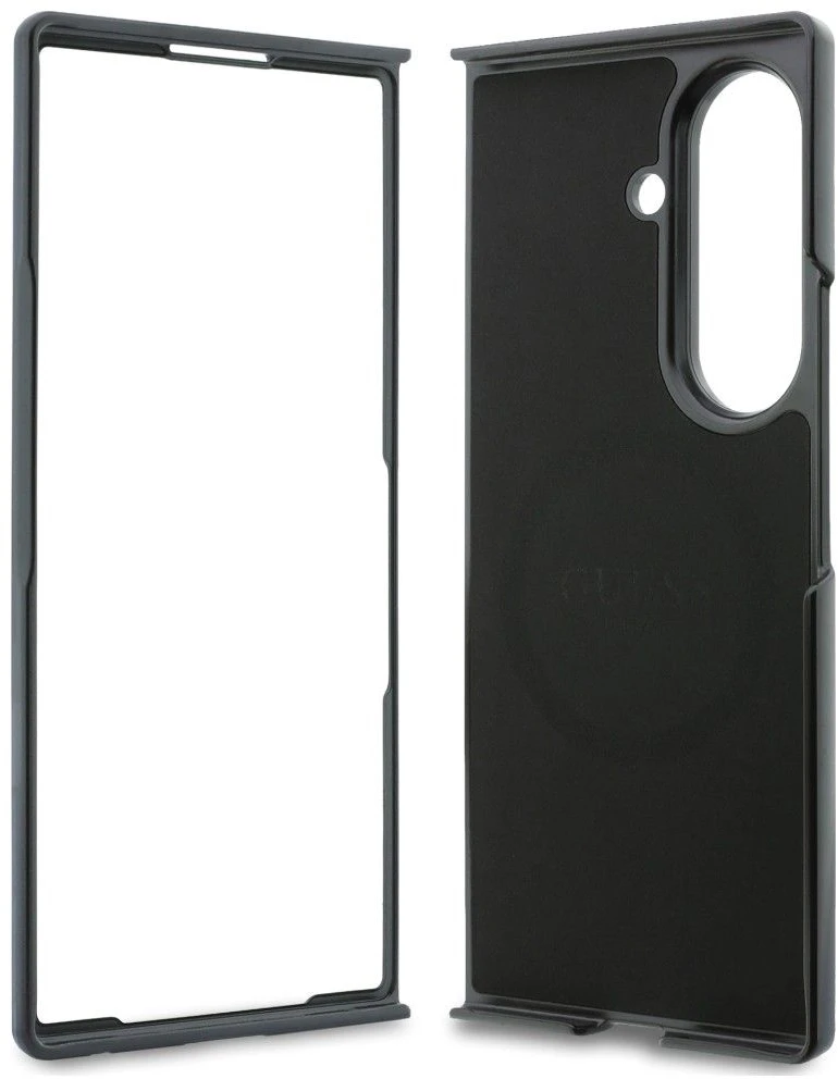 Guess PU oda 4G magnetinis dėklas Samsung Galaxy Z Fold 8 Ultra rožinės spalvos
