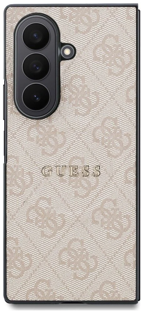 Guess PU oda 4G magnetinis dėklas Samsung Galaxy Z Fold 8 Ultra rožinės spalvos