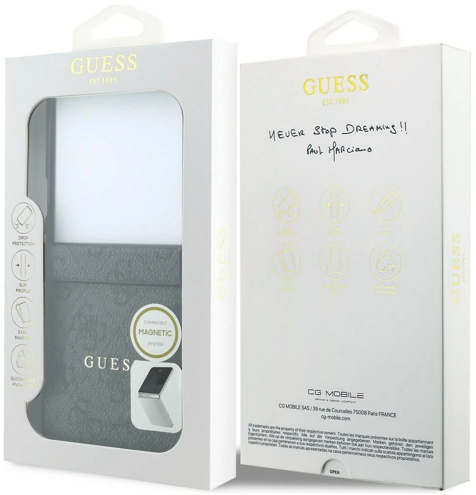 Guess PU Leather 4G Magnetic dėklas Samsung Galaxy Z Flip 8 juodos spalvos