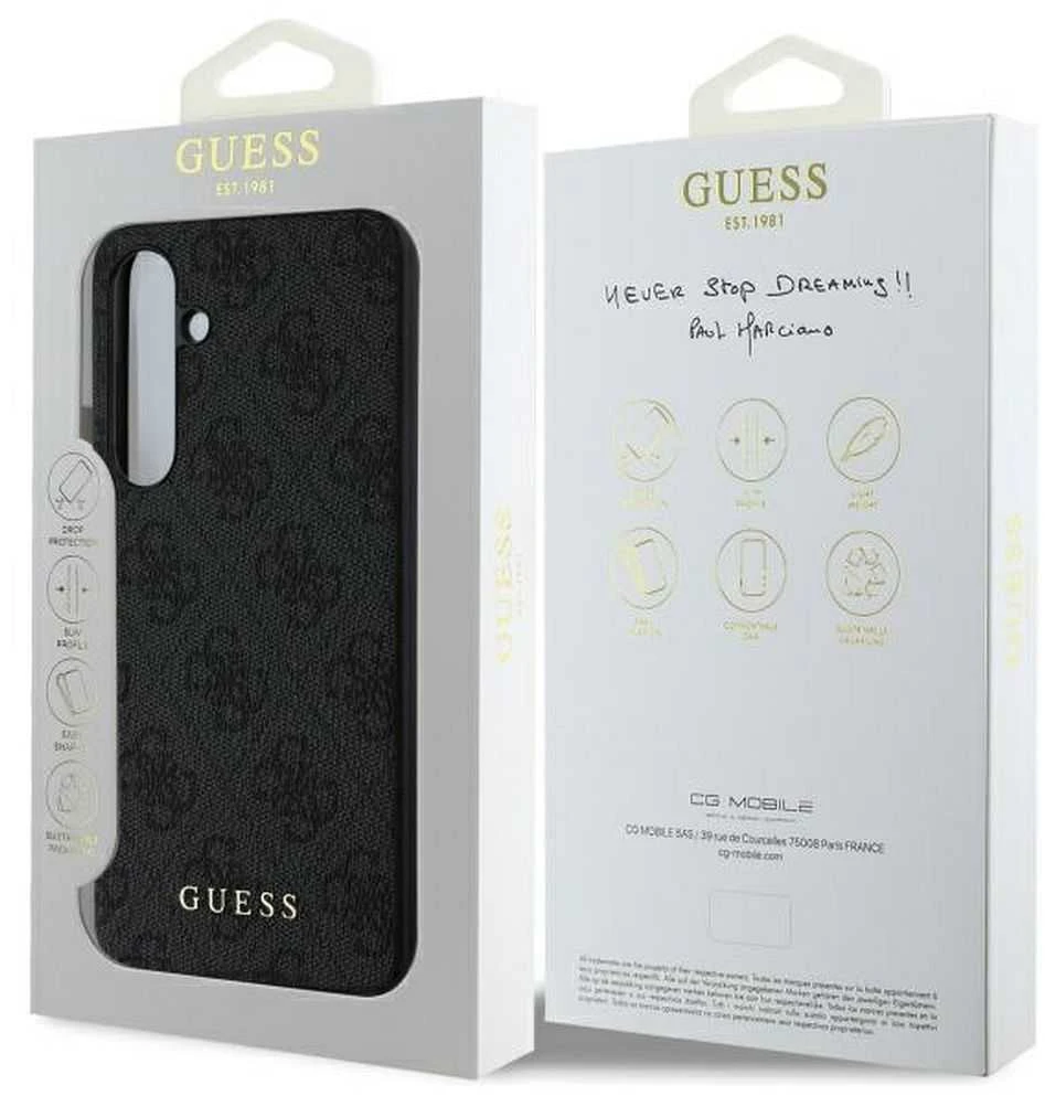 Guess GUHCS24FEG4GFGR Samsung Galaxy S24 FE S721 dėklas telefonui pilkos spalvos hardcase 4G Metal Gold Logo