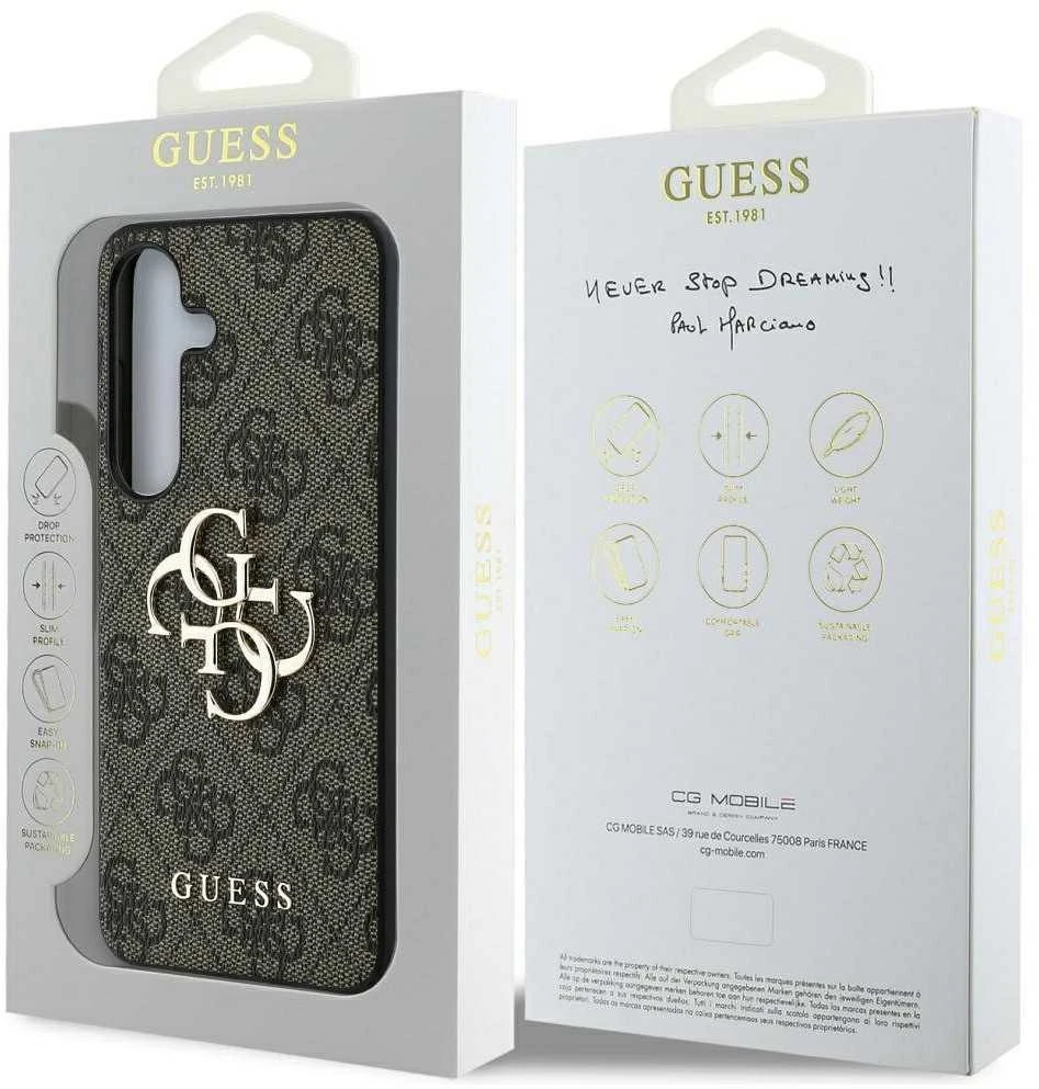 dėklas Guess Big 4G Logo Classic Logo to Samsung Galaxy S25 Plus rudos spalvos