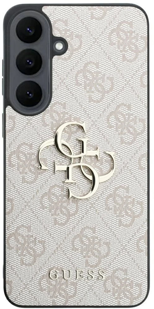 Guess PU 4G Metal Logo dėklas, skirtas Samsung Galaxy S26 FE, rožinis