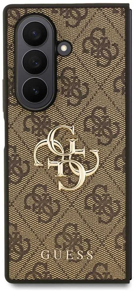 Guess PU 4G Metal Logo dėklas skirtas Samsung Galaxy Z Fold 7 rudos spalvos